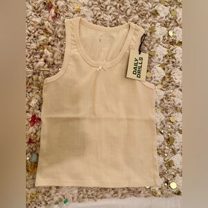 Daily Drills pointelle tank cream NWT